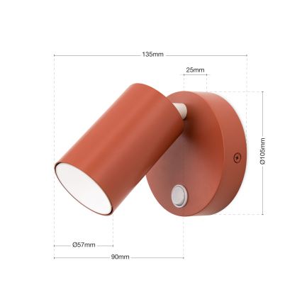 Vægspot PENN 1xGU10/13W/230V teglfarvet