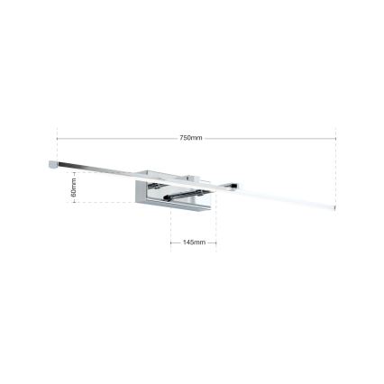 LED gallerilampe PUBLIO LED/15W/230V 75 cm skinnende krom