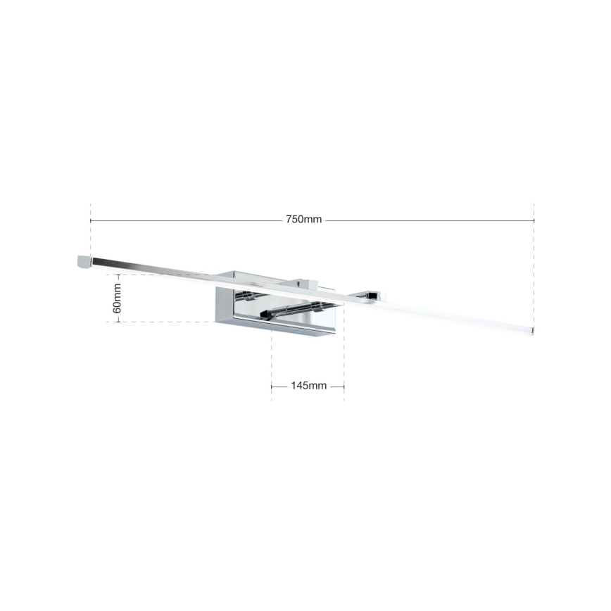 LED gallerilampe PUBLIO LED/15W/230V 75 cm skinnende krom