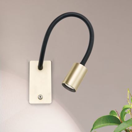 Fleksibel LED væglampe KURT LED/5W/230V guldfarvet