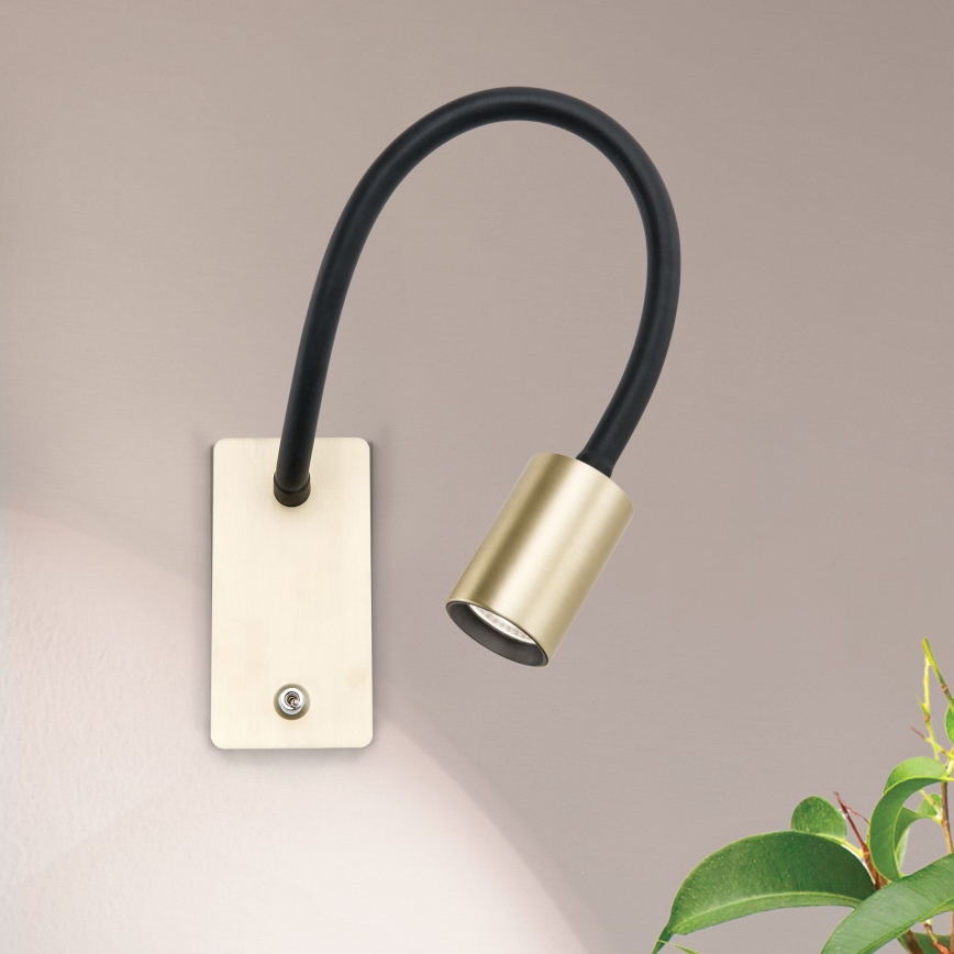 Fleksibel LED væglampe KURT LED/5W/230V guldfarvet