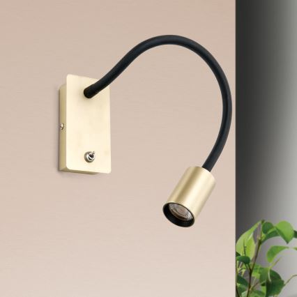 Fleksibel LED væglampe KURT LED/5W/230V guldfarvet