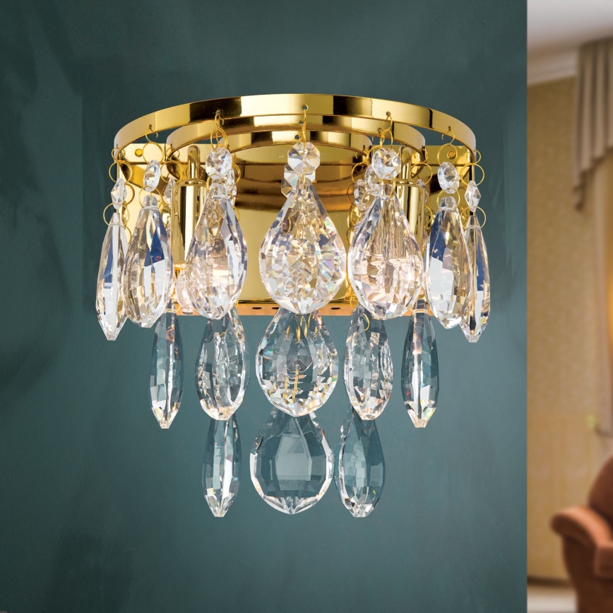 Væglampe i krystal CELESTE 2xG9/40W/230V guldfarvet