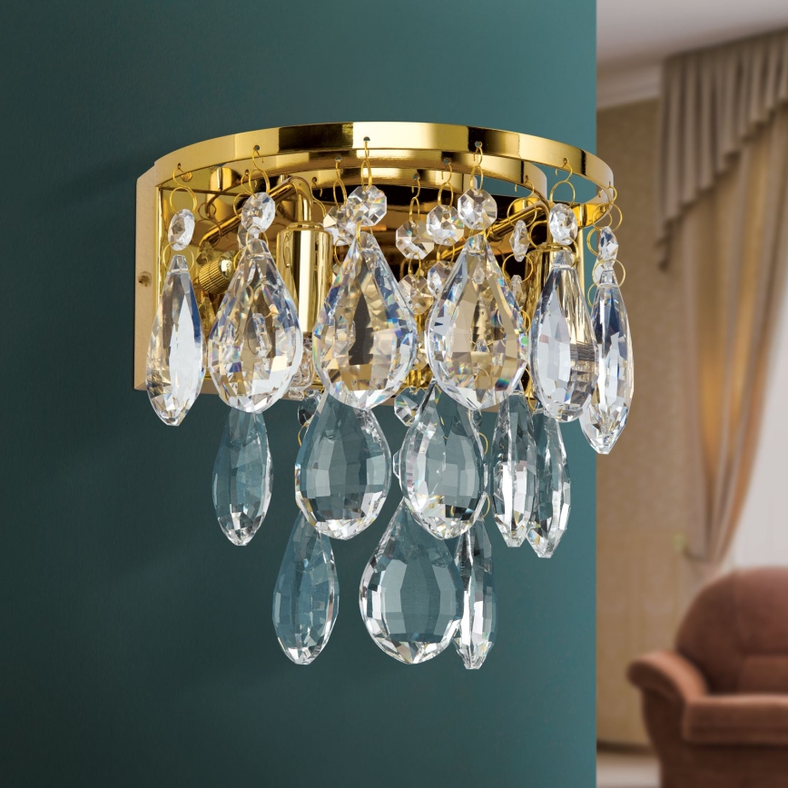 Væglampe i krystal CELESTE 2xG9/40W/230V guldfarvet