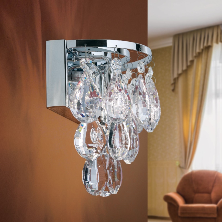 Væglampe i krystal CELESTE 2xG9/40W/230V skinnende krom