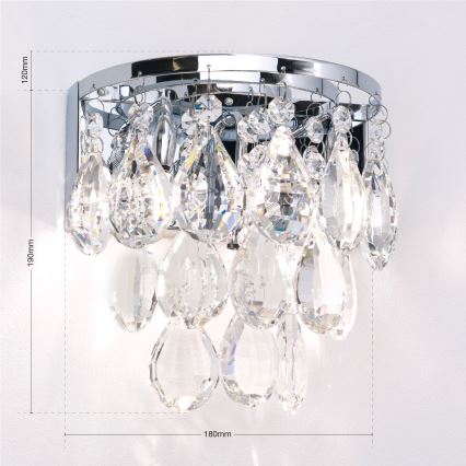 Væglampe i krystal CELESTE 2xG9/40W/230V skinnende krom