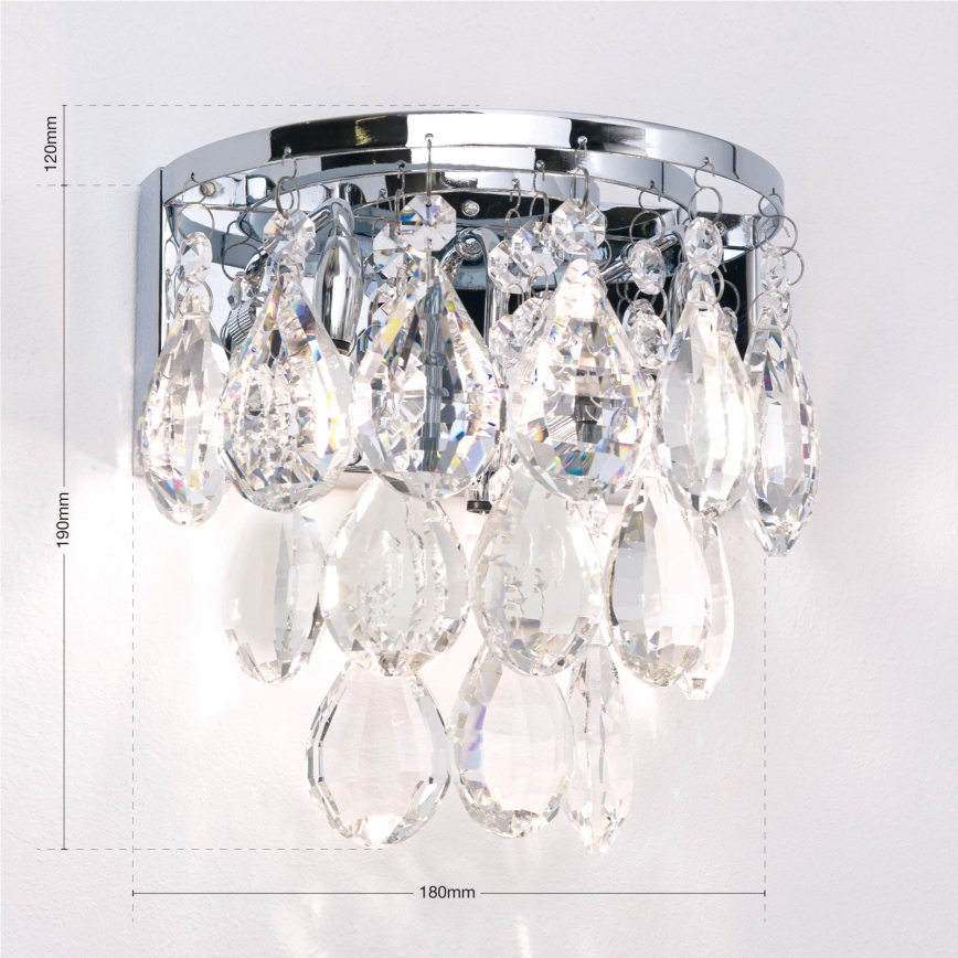 Væglampe i krystal CELESTE 2xG9/40W/230V skinnende krom