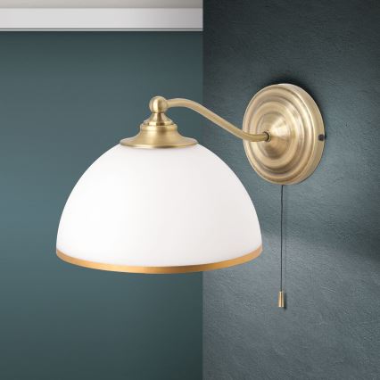 Væglampe OLD LAMP 1xE27/40W/230V hvid/messing