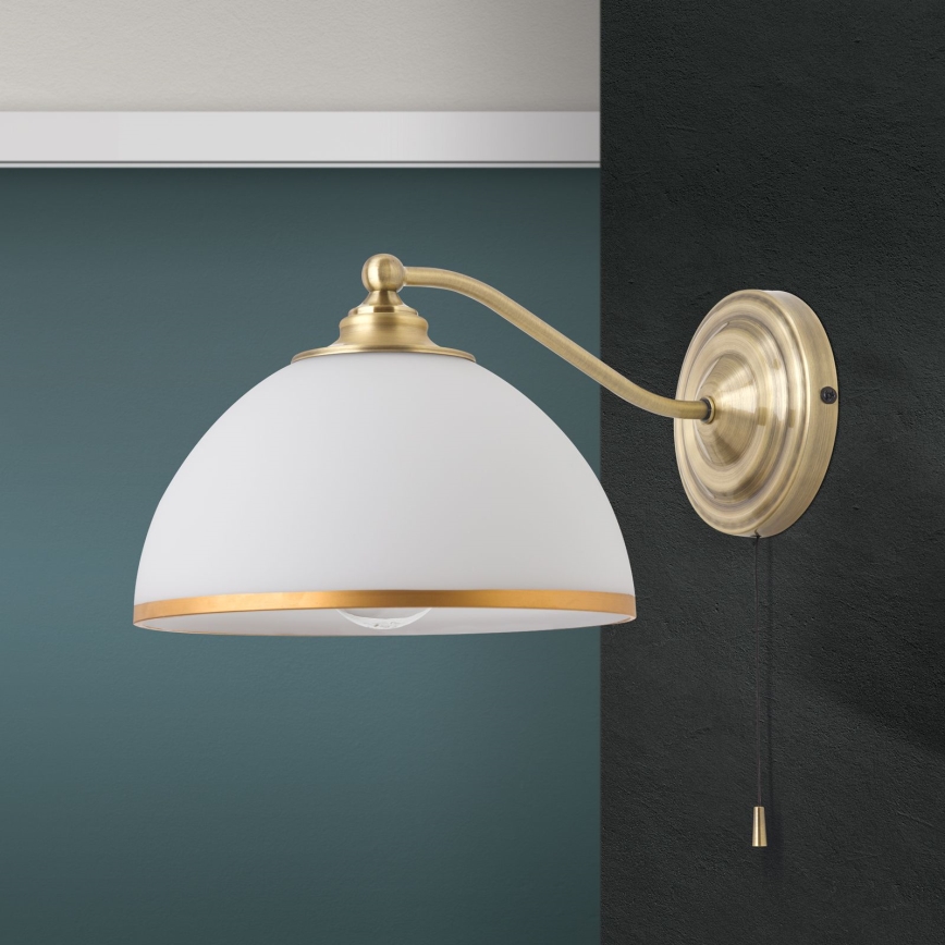 Væglampe OLD LAMP 1xE27/40W/230V hvid/messing