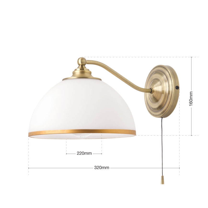 Væglampe OLD LAMP 1xE27/40W/230V hvid/messing