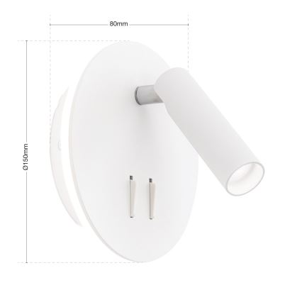 LED vægspot LENNY LED/6W/230V + LED/3W hvid