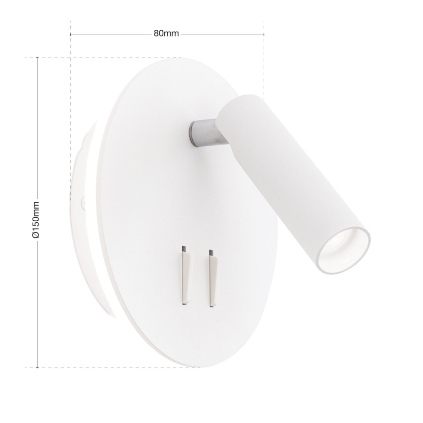 LED vægspot LENNY LED/6W/230V + LED/3W hvid