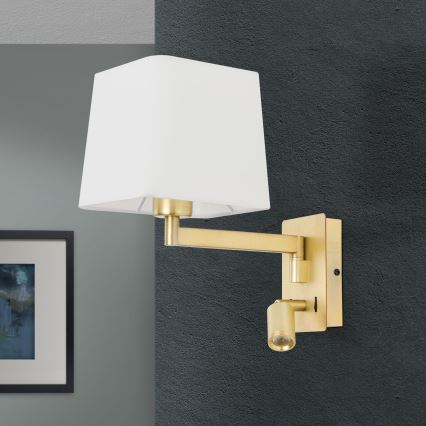 LED væglampe CARLTON 1xE27/40W/230V + LED/3W hvid/guldfarvet
