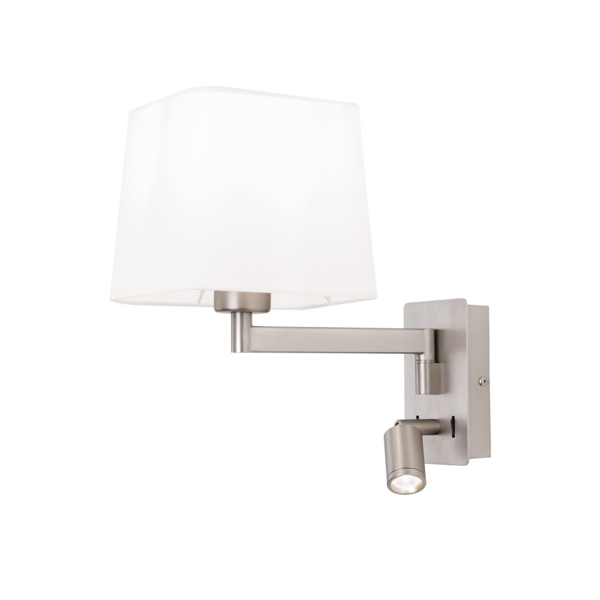 LED væglampe CARLTON 1xE27/40W/230V + LED/3W hvid/mat krom