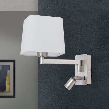 LED væglampe CARLTON 1xE27/40W/230V + LED/3W hvid/mat krom
