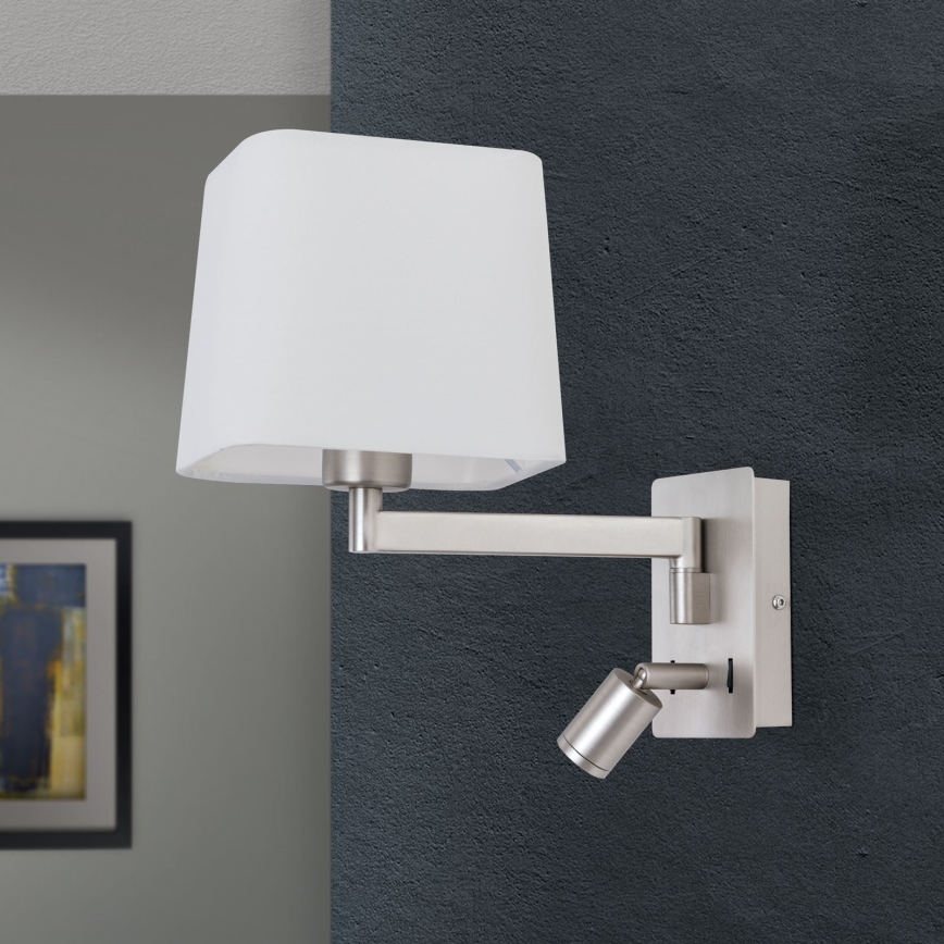 LED væglampe CARLTON 1xE27/40W/230V + LED/3W hvid/mat krom