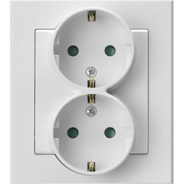 Ospel - Dobbelt stikkontakt til hjemmet med ramme Schuko 230V SONATA hvid