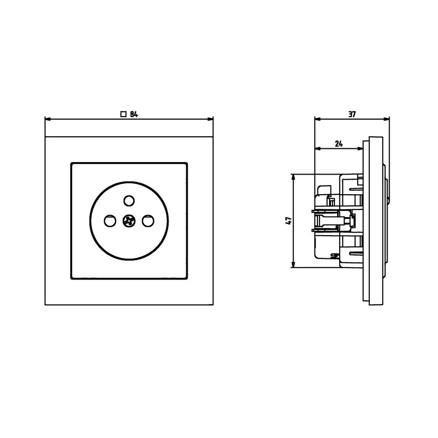 Ospel - Rammefri stikkontakt 230 V + 1x USB-A + 1x USB-C SONATA sort