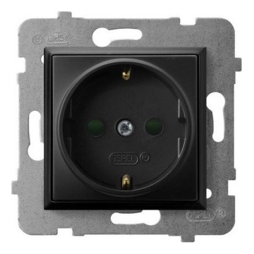 Ospel - Stikkontakt uden ramme Schuko 230V ARIA sort