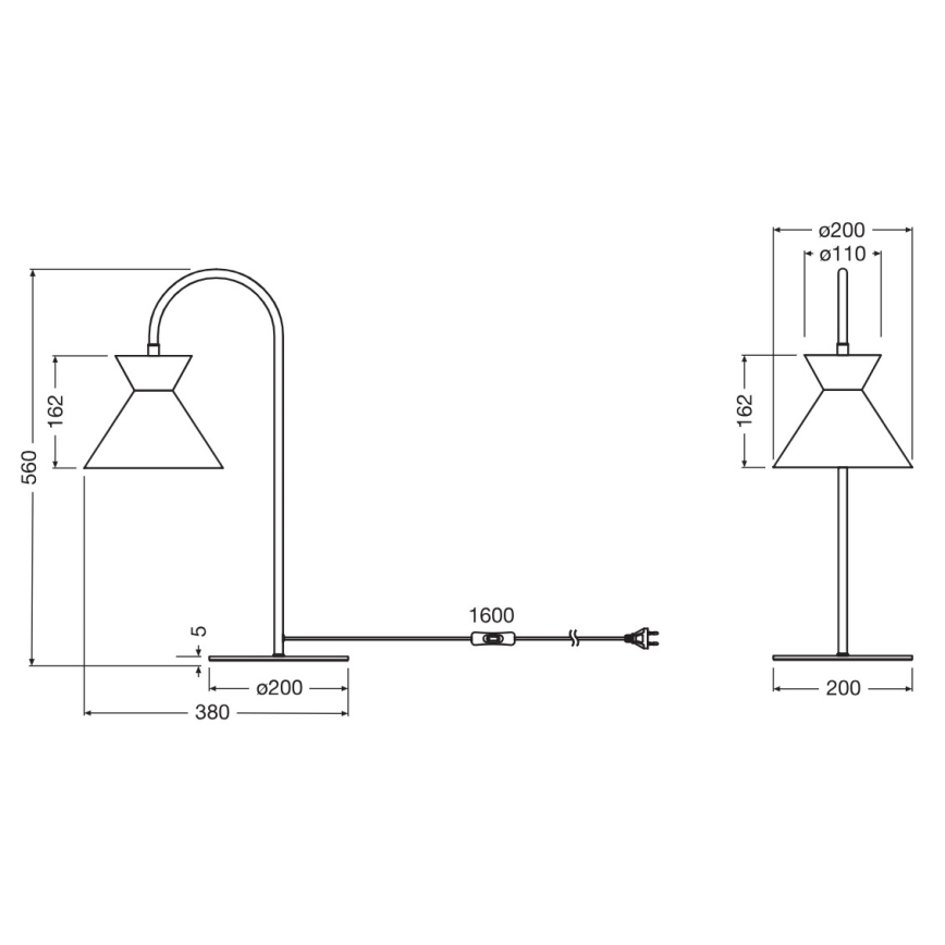 Osram - Bordlampe DECOR WAIST 1xE27/40W/230V sort