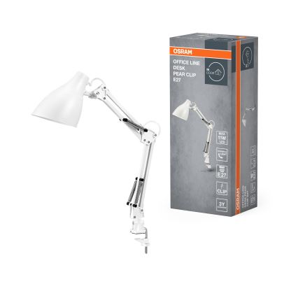 Osram - Bordlampe med klemme DESK LINE 1xE27/11W/230V hvid