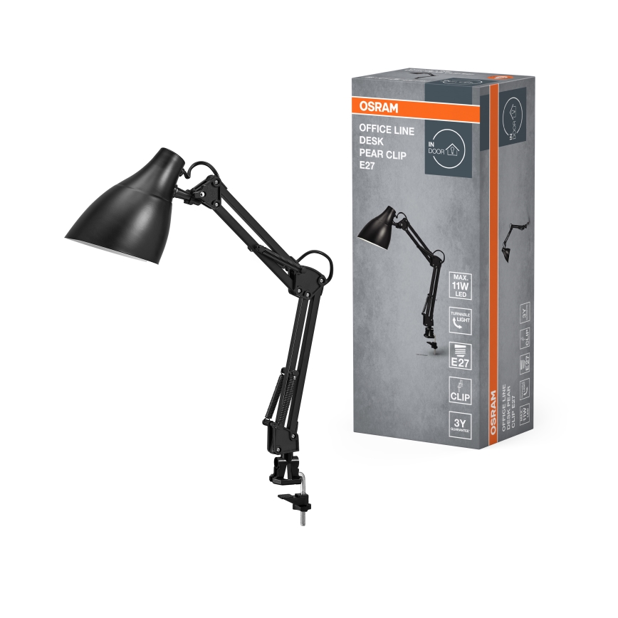 Osram - Bordlampe med klemme DESK LINE 1xE27/11W/230V sort