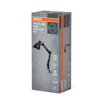 Osram - Bordlampe med klemme DESK LINE 1xE27/11W/230V sort