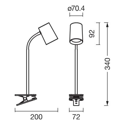 Osram - Bordlampe med klemme DESK LINE 1xGU10/9W/230V grå