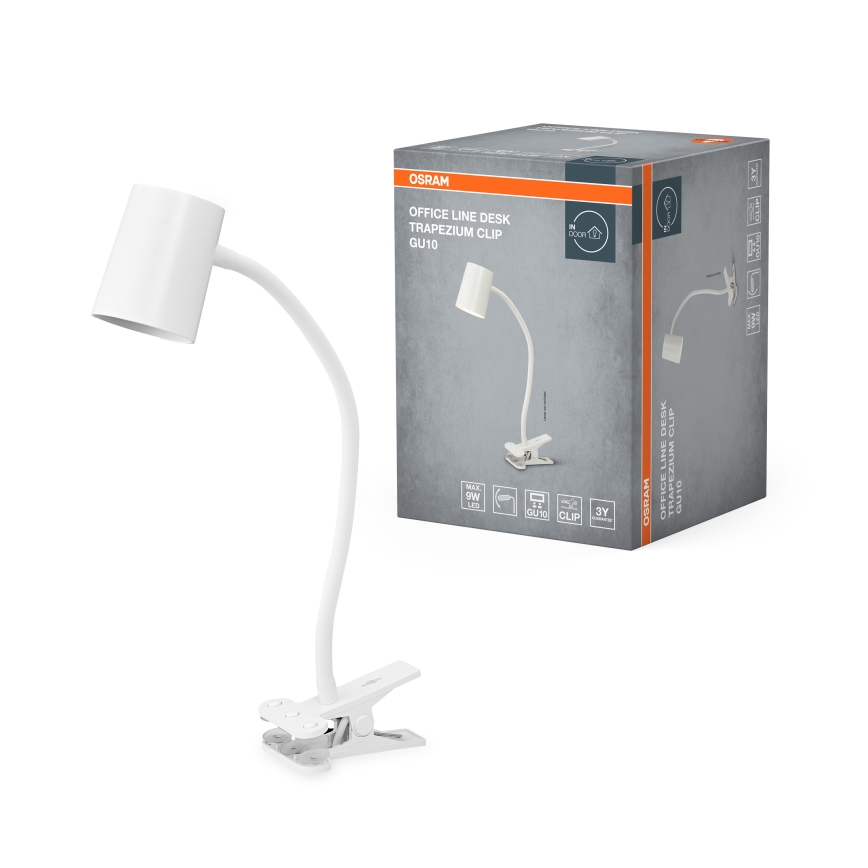 Osram - Bordlampe med klemme DESK LINE 1xGU10/9W/230V hvid