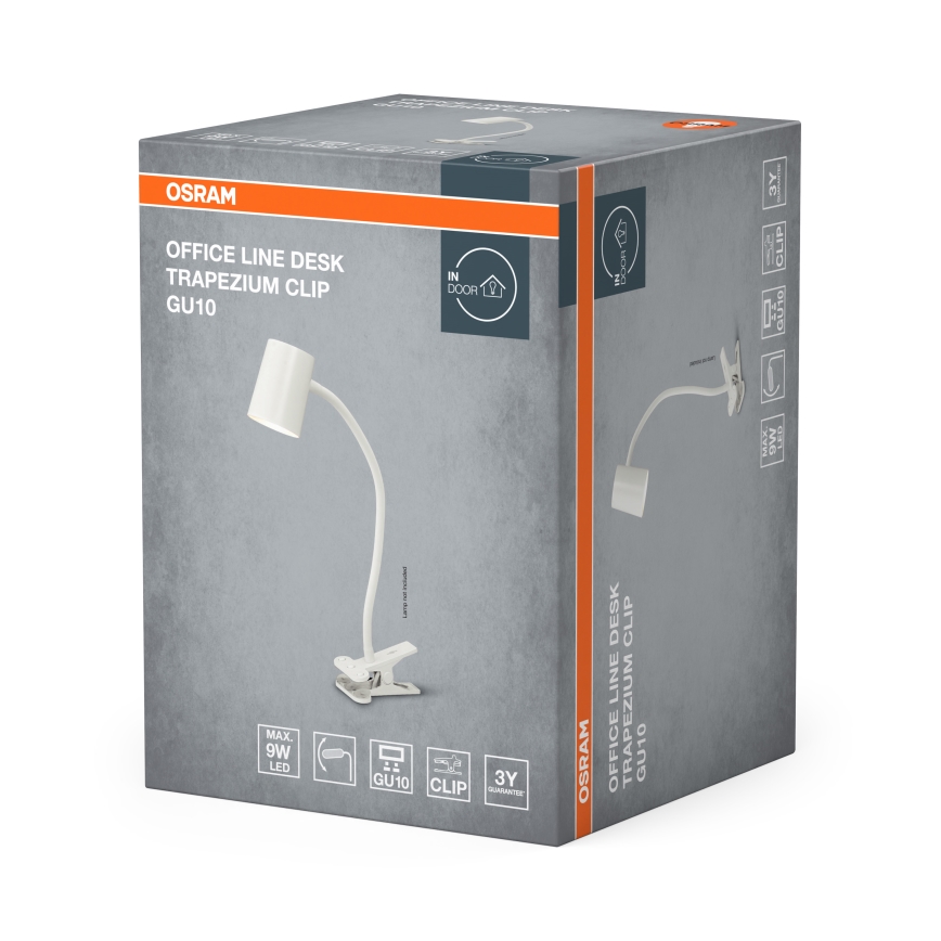 Osram - Bordlampe med klemme DESK LINE 1xGU10/9W/230V hvid