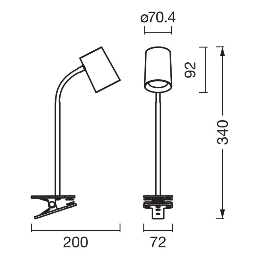Osram - Bordlampe med klemme DESK LINE 1xGU10/9W/230V hvid