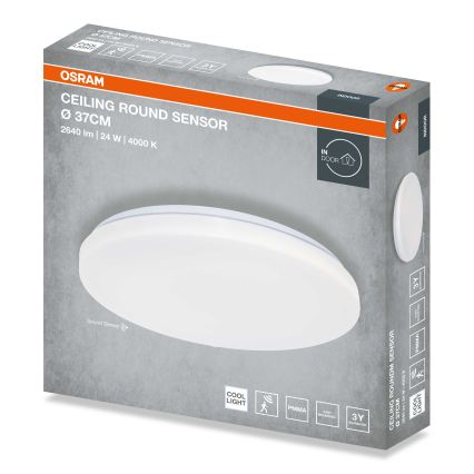 Osram - LED-loftlampe med skumringssensor CEILING ROUND LED/24W/230V 4000K Ø 37 cm hvid