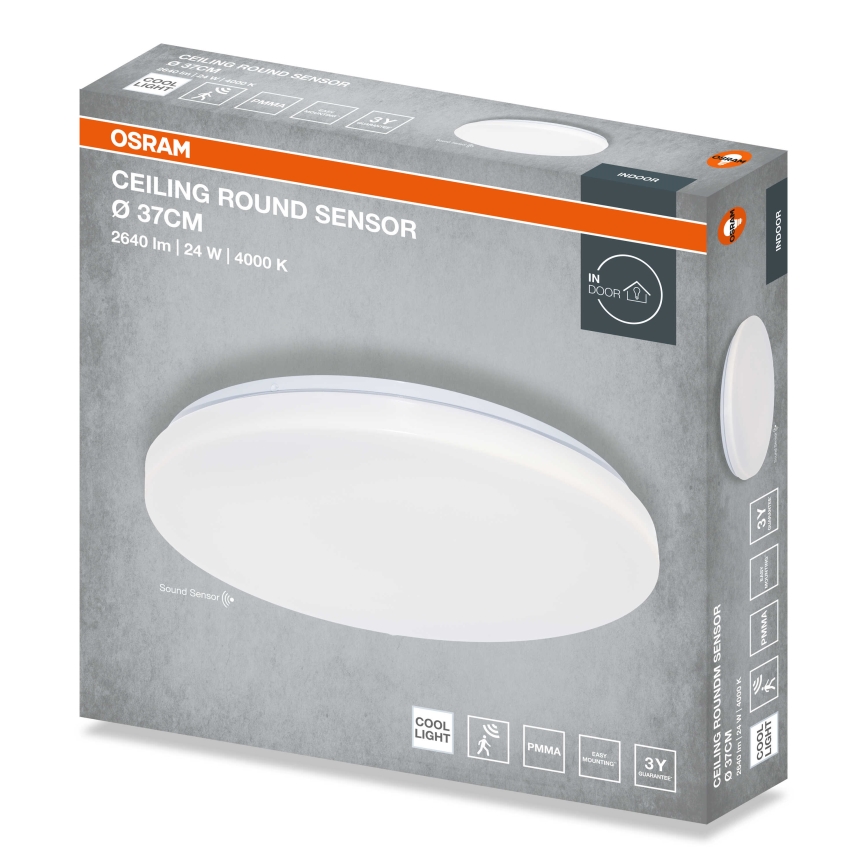 Osram - LED-loftlampe med skumringssensor CEILING ROUND LED/24W/230V 4000K Ø 37 cm hvid