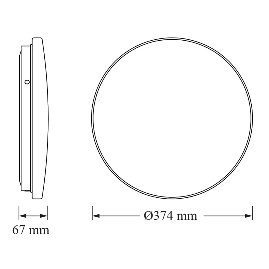 Osram - CEILING ROUND LED badeværelsesloftlampe med skumringssensor, 24 W / 230 V, 3000 K, Ø 37 cm, IP44, hvid