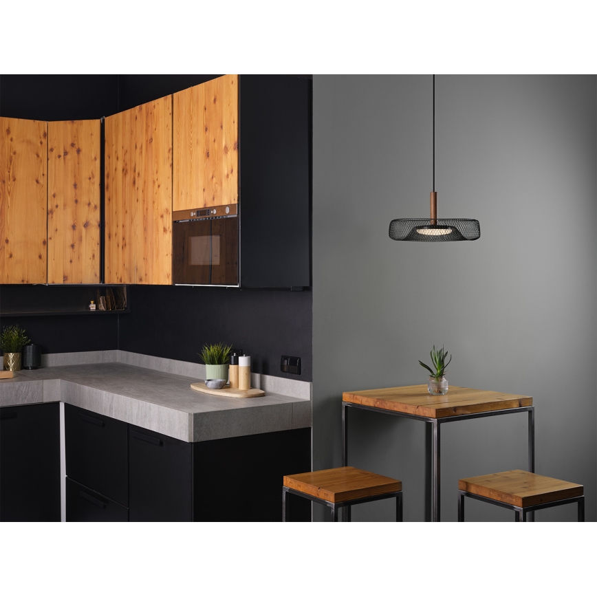 Osram - DECOR MESH LED-pendel på wire, 18,5 W/230 V, Ø 40 cm, sort/gummitræ