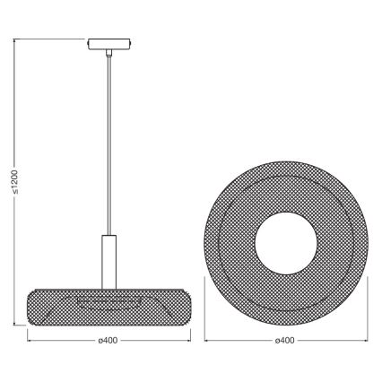 Osram - DECOR MESH LED-pendel på wire, 18,5 W/230 V, Ø 40 cm, sort/gummitræ