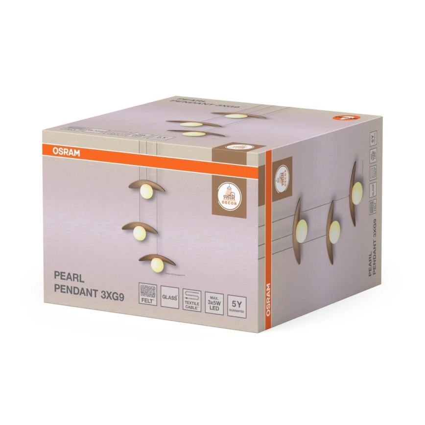 Osram - DECOR PEARL pendel på kabel 3xG9/5W/230V beige