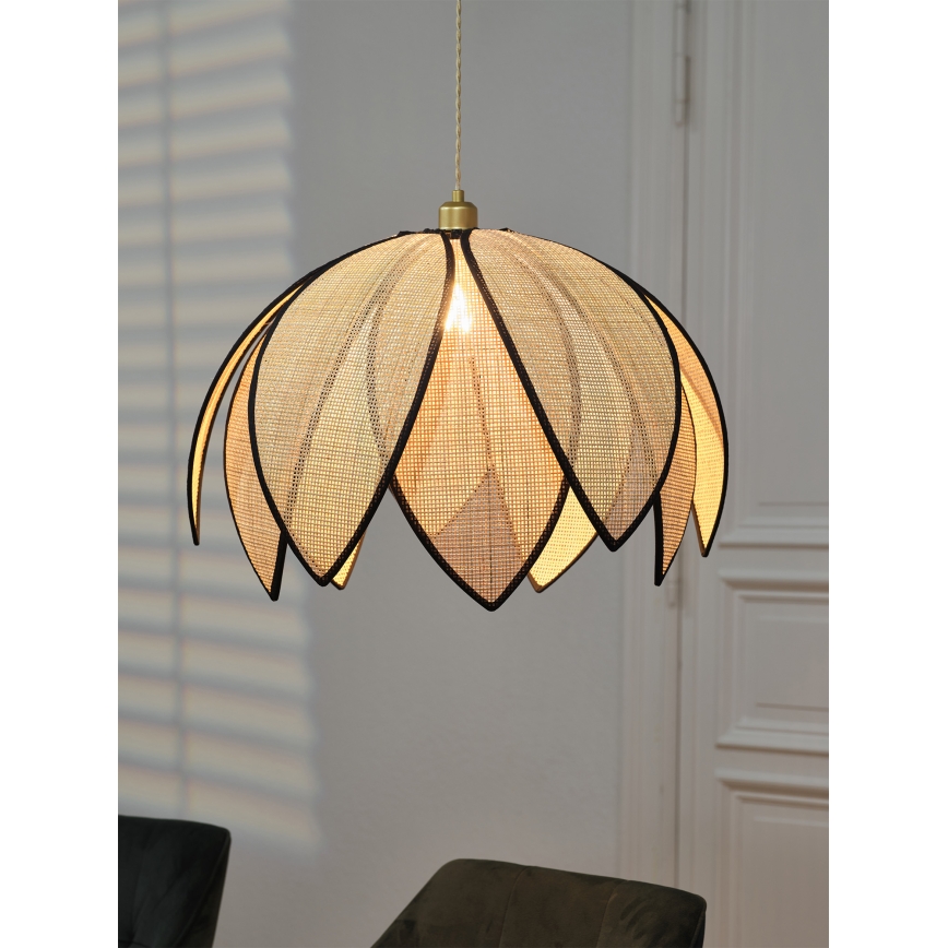 Osram - DECOR RATTAN pendel med wire 1xE27/15W/230V Ø 67 cm beige/sort