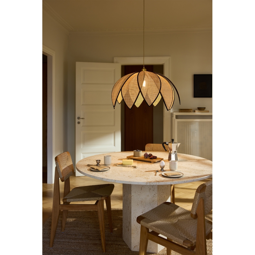 Osram - DECOR RATTAN pendel med wire 1xE27/15W/230V Ø 67 cm beige/sort