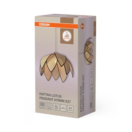 Osram - DECOR RATTAN pendel med wire 1xE27/15W/230V Ø 67 cm beige/sort