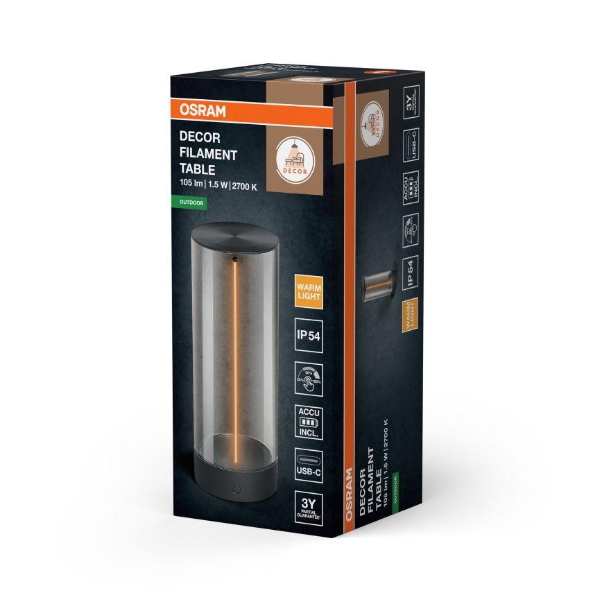 Osram - LED dæmpbar berøringsbetjent udendørs bordlampe ENDURA STYLE LED/1,5W/5V 2500 mAh USB IP54 antracit