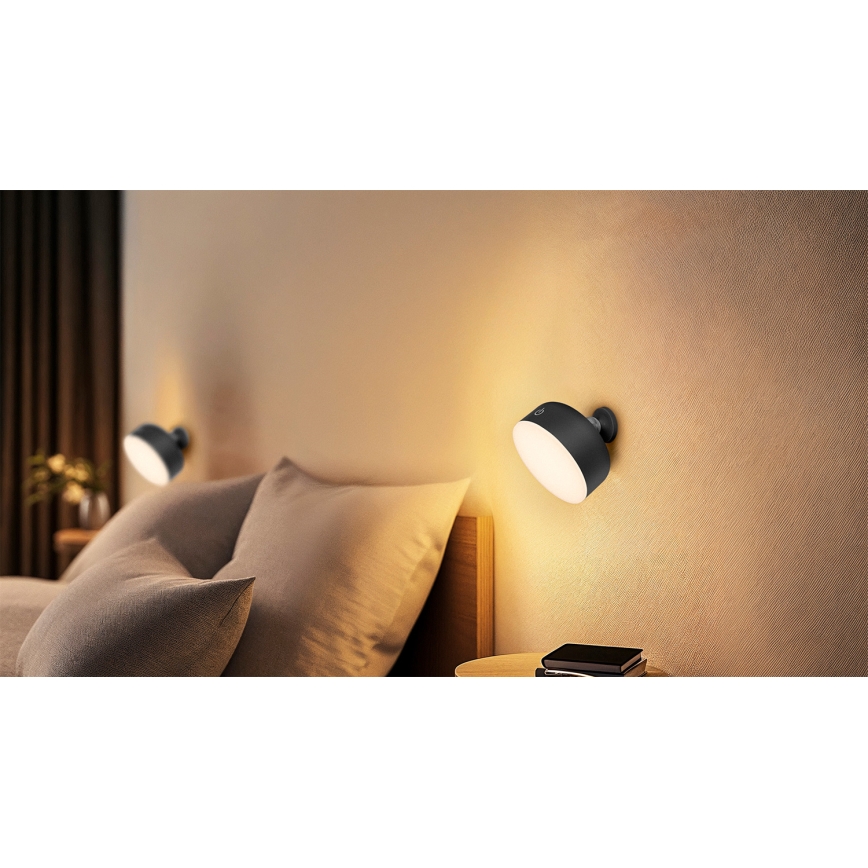 Osram - Dæmpbar genopladelig LED-bordlampe 3-i-1 DECOR HELPER LED/1,8W/5V sort