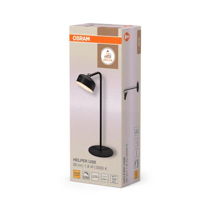 Osram - Dæmpbar genopladelig LED-bordlampe 3-i-1 DECOR HELPER LED/1,8W/5V sort