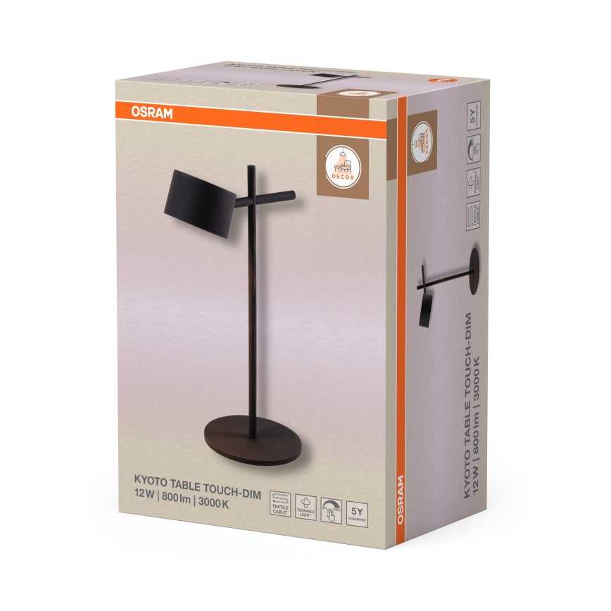 Osram - dæmpbar berøringsbetjent LED-bordlampe DECOR KYOTO LED/12W/230V CRI 90 sort