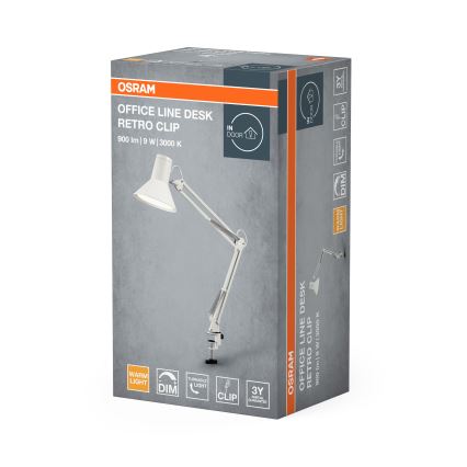 Osram - Dæmpbar LED-bordlampe med klemme OFFICE LINE LED/9W/230V 3000K hvid