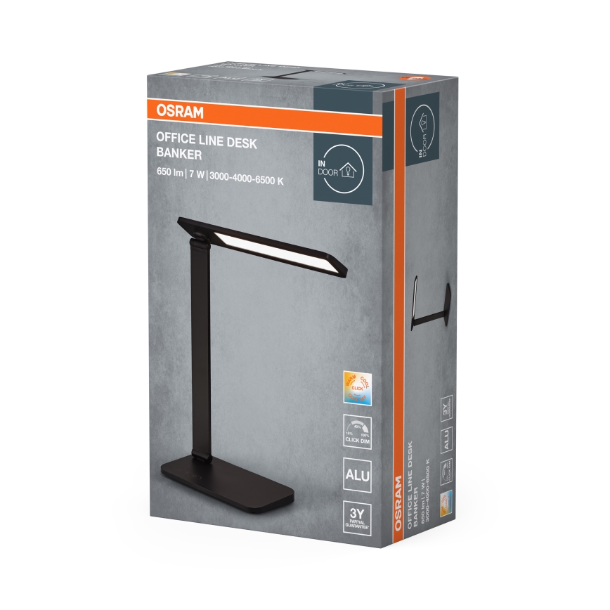 Osram - LED Dæmpbar skrivebordslampe OFFICE LINE LED/7W/230V 3000/4000/6500K sort