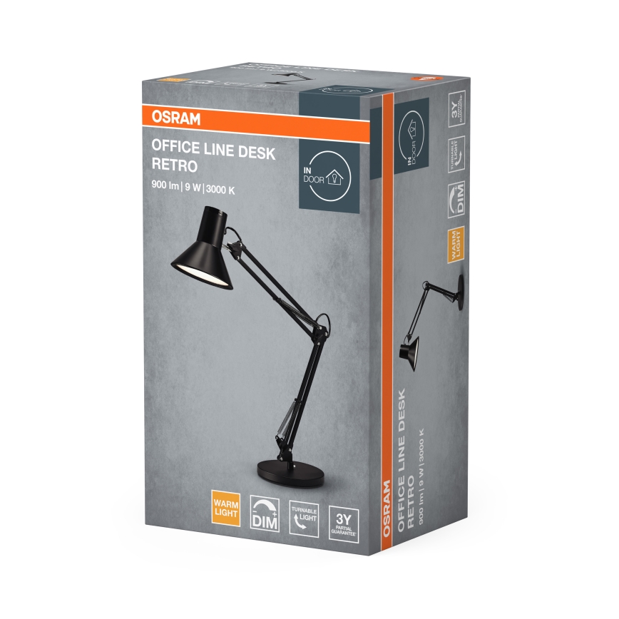 Osram - Dæmpbar LED-bordlampe OFFICE LINE LED/9W/230V 3000K sort