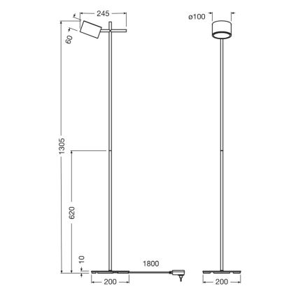 Osram - Dæmpbar gulvlampe med touch DECOR KYOTO LED/12W/230V CRI 90, sort