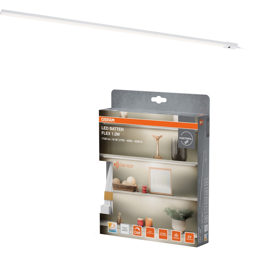 Osram - LED-dæmpbart underskabsarmatur med bevægelsessensor BATTEN LED/16W/230V 2700/4000/6500K 119,1 cm hvid