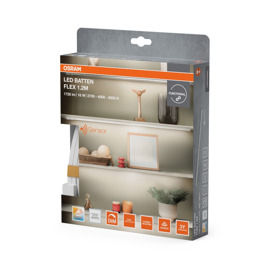 Osram - LED-dæmpbart underskabsarmatur med bevægelsessensor BATTEN LED/16W/230V 2700/4000/6500K 119,1 cm hvid